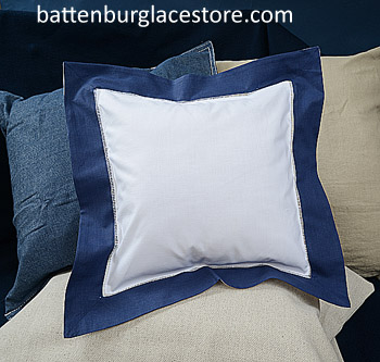 Square pillow sham. White with "TRUE NAVY" color border. 12 SQ. - Click Image to Close